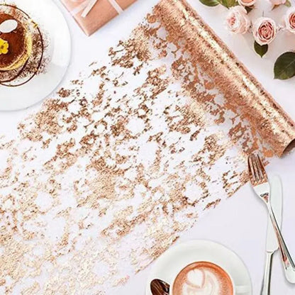 Sparkle Metallic Gold Thin Table Runners Gold/Silver Sequin Glitter Metallic Foil Thin Mesh Roll Wedding Valentine's Day Deco