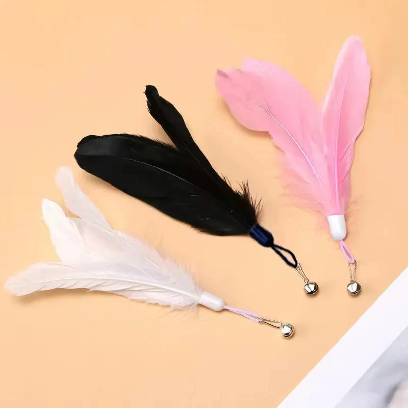 Cats Toys Feathers Wand Interactive Toy Kitten Toys with Super Suction Cup Detachable 2 PCS Feather Replacements Cat Accesori