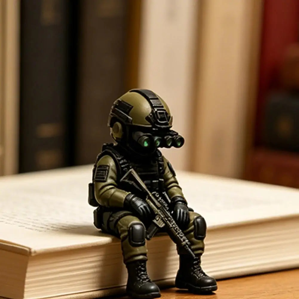 Soldier Decoration Sitting Snipers Statue Armed Special Forces Statue Military Soldier Sculpture Collectible Model