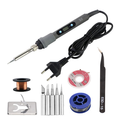 60W/80W Electric Soldering Iron Adjustable Temperature Digital Display Electronic Welding Repair Tools With Solder Tin Iron T