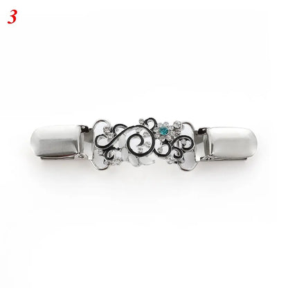 Women Carved Flower Cardigan Sweater Blouse Shawl Clips Shirt Collar Shawl Brooch Retro Duck Clip Clasps Charm Accessories Gi
