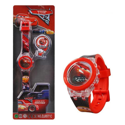 Flash Light Frozen Mickey Kids Watches For Girls Cartoon Snow White Car Children Watch Boys School Student Digitel Clock Gift