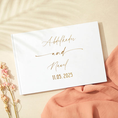 Personalized Guest Book for Wedding Noble Message Photo Album Simple Elegant Horizontal Wedding Reception Signing Book Party 