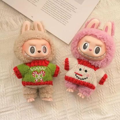 17cm Cute Mini Plush Doll'S Clothes Outfit Accessories For Korea Kpop Exo Labubu Idol Dolls Christmas Knitted Sweater Kid Gif