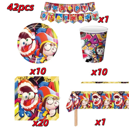 Amazing Digitaled Circues Birthday Decoration Tableware Plate Banner Balloon Party Favors for Kids Baby Shower Party Supplies