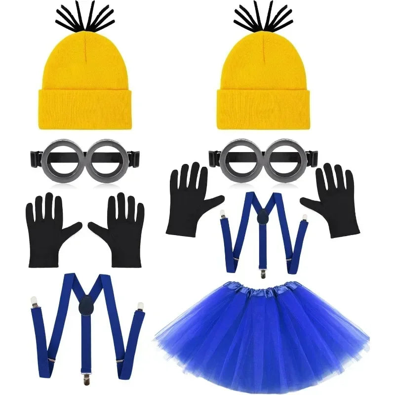 Disfraz disguise Funny Halloween Costume Accessories Adult,Goggles Glasses/Yellow Beanie/Gloves for Men Women Cosplay Party S