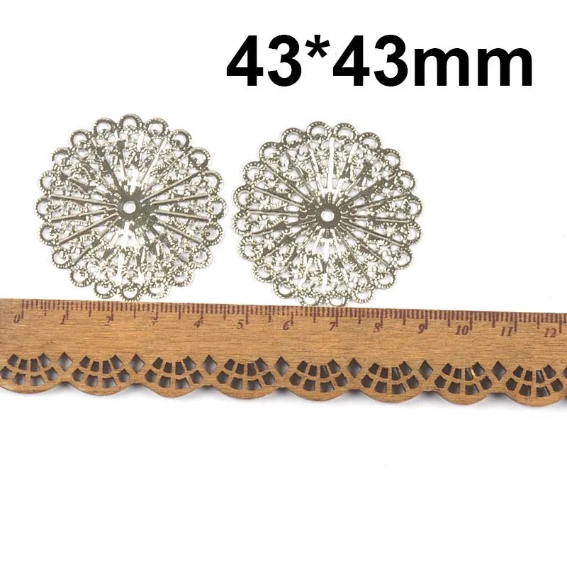 Round Flowers Filigree Wraps Connectors Metal Crafts Supplies For DIY Jewelry Accessories Findings Making Scrapbook Home Deco