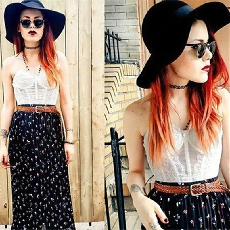 12pcs/lot Vintage Hippy Stretch Tattoo Choker Necklace Elastic Chocker Necklace Fishing Line Tattoo Colorful Necklace