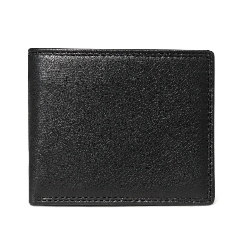 GENODERN Cow Leather Men Wallets with Coin Pocket Vintage Male Purse RFID Blocking Genuine Leather Men Wallet with Card Holde