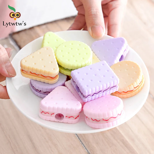 Lytwtw's Stationery School Office Supplies Cute Cookie Sharpener For Pencil Creative Item back to school Lovely
