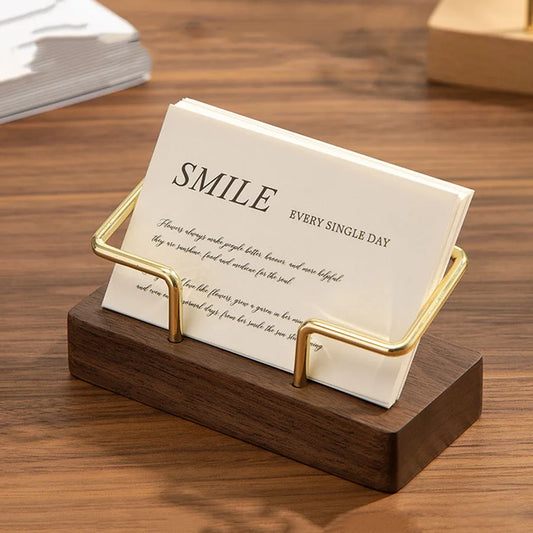 Business Card Holder Organizer Office Desk Display Stand Memo Counter Accessories Tabletop Shelf Home Wooden Card Holder Stor