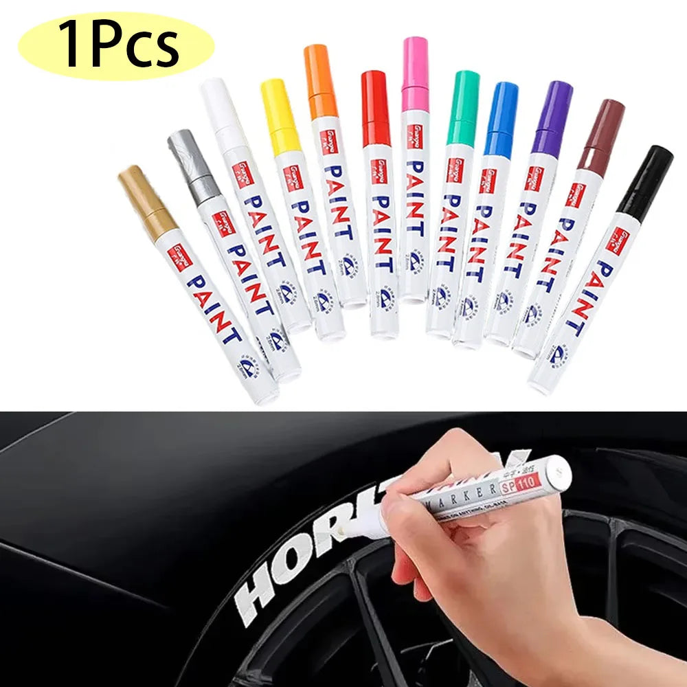 Car Paint Pen Waterproof Car Wheel Tire Oily Painting Mark Pen Auto Rubber Tyre Tread CD Metal Permanent Paint Marker