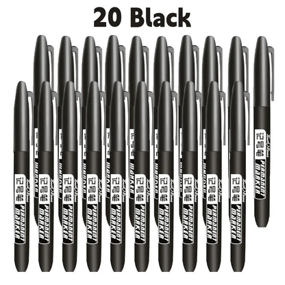 6 PCS Permanent Marker Pen Manga Drawing Markers Black Blue Red Waterproof Ink Sketch Pens Stationery Art School Supplies - B