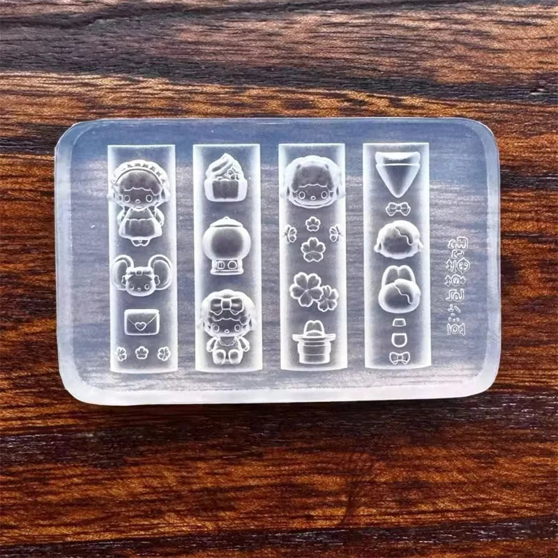 3D Silicone Nail Art Mold Cartoon Hello Kitty Rabbit Bear Relief Carving DIY Design Nails parts Charm Decorations Manicure To