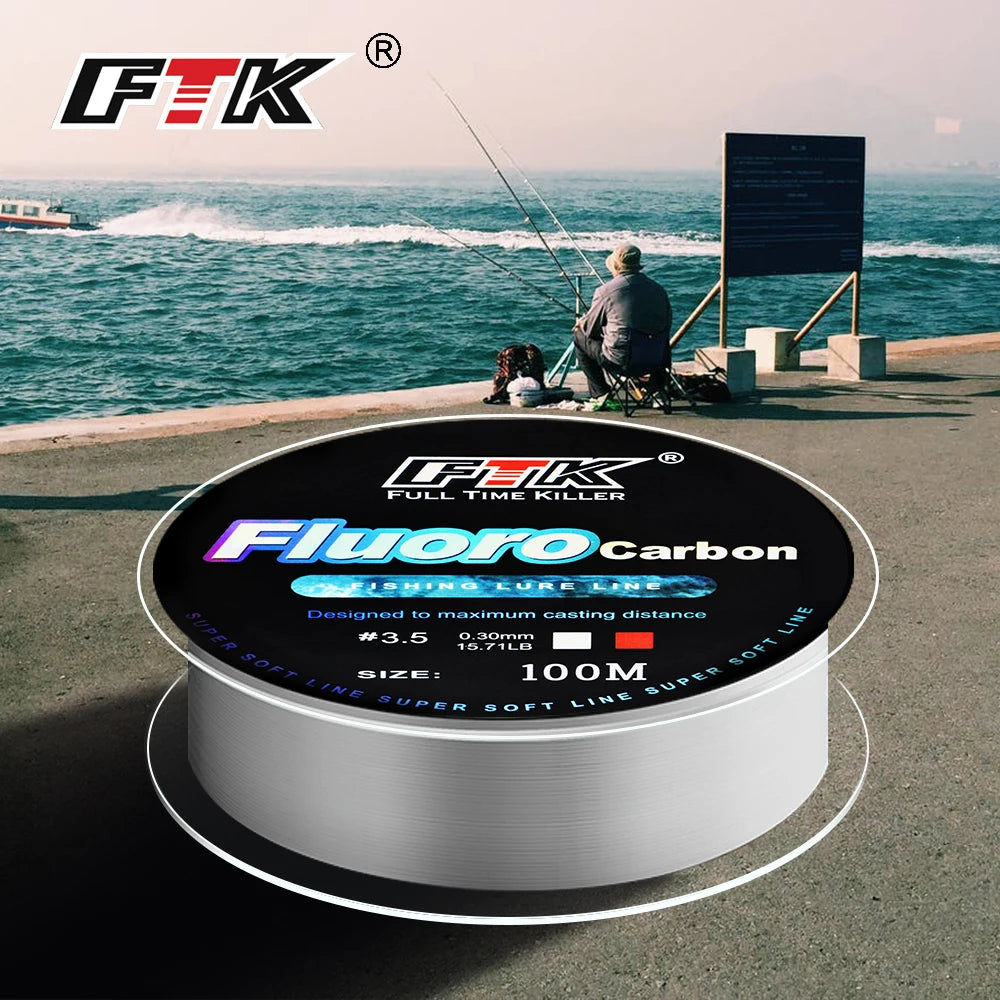 FTK 100m 4.13-34.32LB Fluorocarbon Fishing Lure Line Carbon Fiber Leader Fly Fishing Line Super Soft Line Pesca