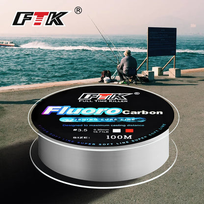 FTK 100m 4.13-34.32LB Fluorocarbon Fishing Lure Line Carbon Fiber Leader Fly Fishing Line Super Soft Line Pesca