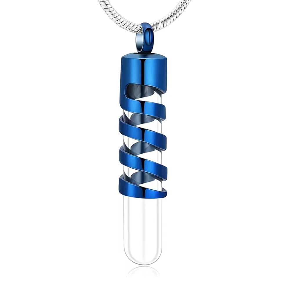 Clear Glass Tube Cremation Urn Jewelry Ashes Holder Necklace Keepsake Memorial Pendant Stainless Steel Cremation Jewelry