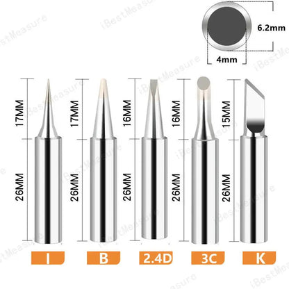 5pcs 900M-T Pure Copper Soldering Iron Tip Lead-free Solder Tips Welding Head BGA Soldering Tools Branding Iron - Set C -5PCS