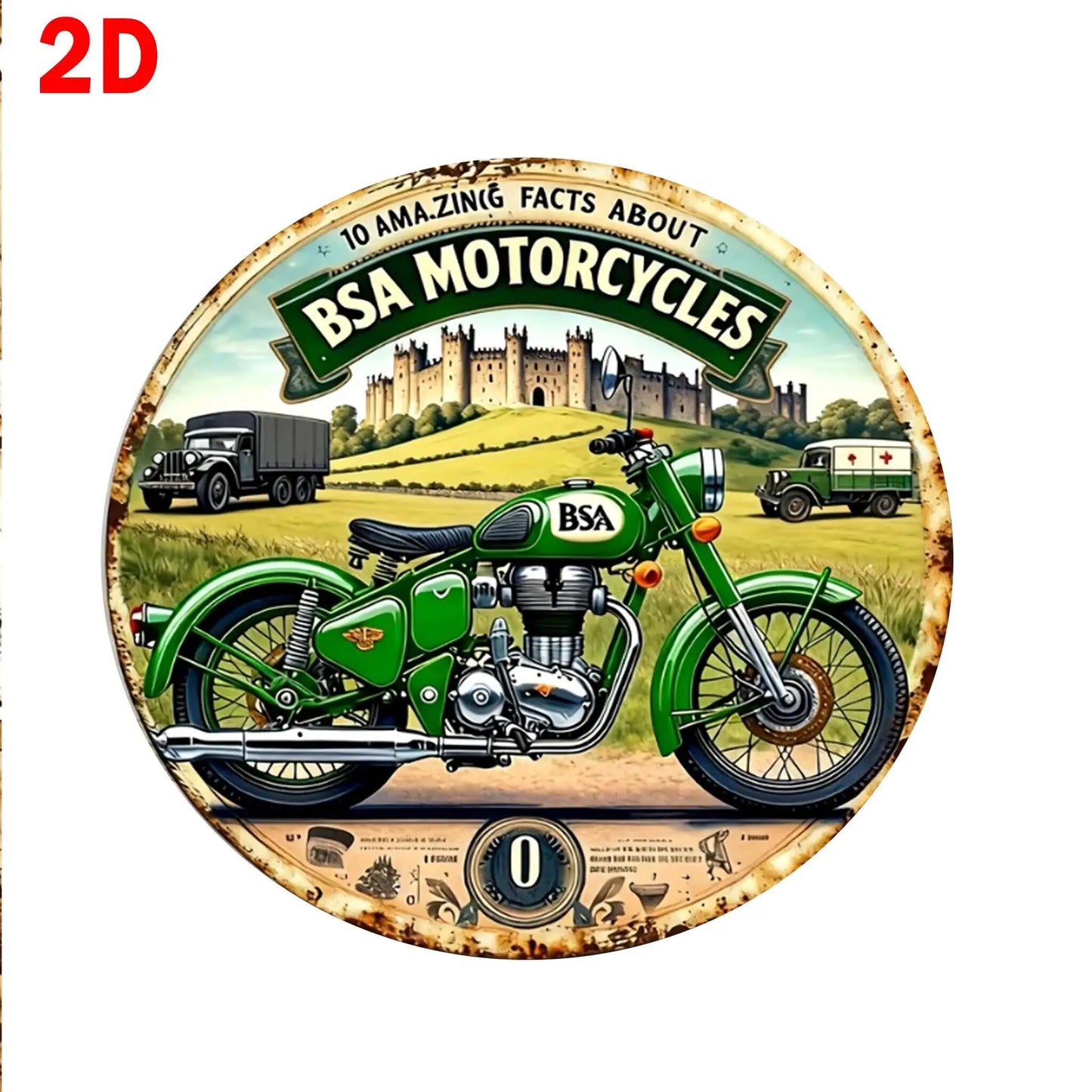 2D Vintage Round Aluminum Sign - Retro Metal Tin Sign - Motorcycle Rustic Metal Wall Art ,Room Decor Gift For Motorcycle