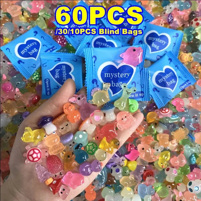 10/20/60PCS Surprise Blind Bags Luminous Animal Mushroom Figurines Miniature Mystery Bag For Potted Dollhouse Fairy Garden De