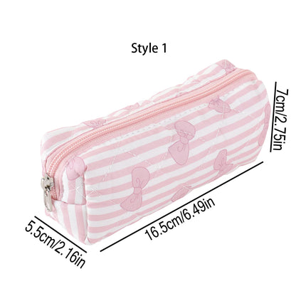 1 pc Beautiful bowknot single-layer pencil case, floral pattern design storage bag, a must-have for back to school season - S
