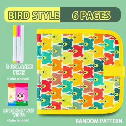 Erasable Doodle Book for KidsToddlers Toys Reusable Drawing Pads with 12 Watercolor Pens Preschool Toy Trip Writing Painting 