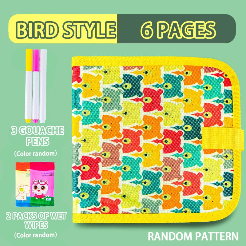 Erasable Doodle Book for KidsToddlers Toys Reusable Drawing Pads with 12 Watercolor Pens Preschool Toy Trip Writing Painting 