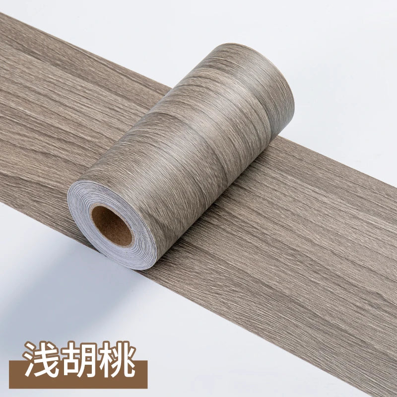 1 Roll Thickened Imitation Wood Grain Skirting Wall Stickers, Self-adhesive Living Room Bedroom Wall Corner Decoration - Ligh