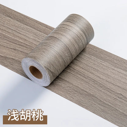 1 Roll Thickened Imitation Wood Grain Skirting Wall Stickers, Self-adhesive Living Room Bedroom Wall Corner Decoration - Ligh