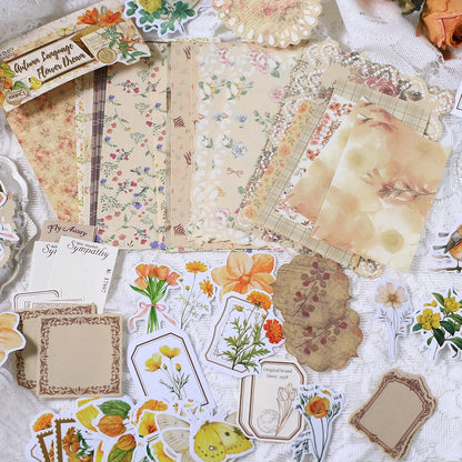 100 Pcs Vintage Scrapbooking Paper Collage Self-Adhesive Stickers DIY Crafts Decoration Journal Embellishments Paper Material