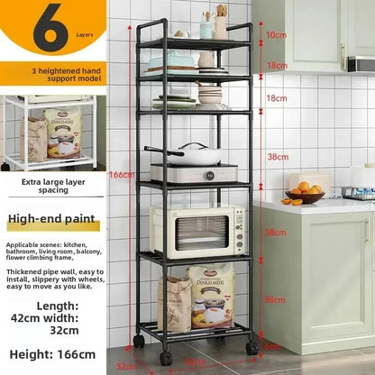 Minimalist style household storage rack, multi-layer adjustable shelf, mobile storage cart - 45