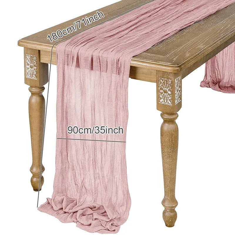 Semi-Sheer Gauze Table Runner Sage Cheesecloth Table Setting Dining Vintage Wedding Decoration Banquets Arches Retro Boho Dec