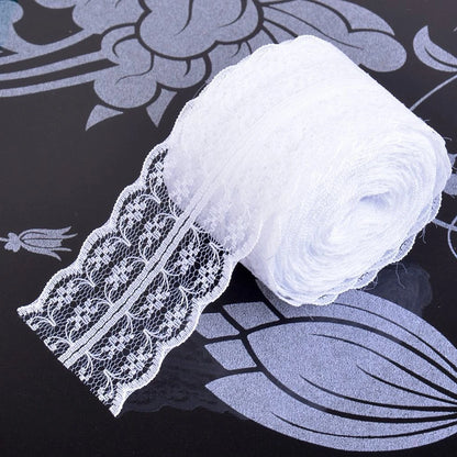 10m 4.5cm Non-Stretch Lace Ribbon White Embroidered Net Trim Fabric For DIY Craft Party Decoration Gift Wrapping Sewing Suppl