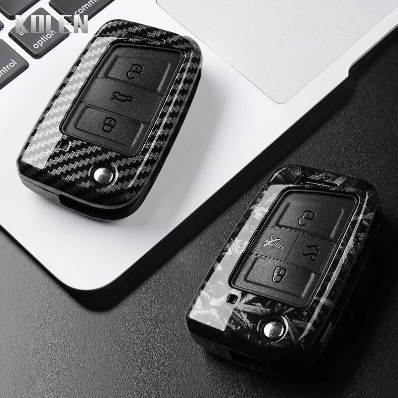 3 4 Buttons Carbon Fiber Car Key Case Cover For VW Volkswagen Golf 7 Tiguan MK2 For SEAT Ateca Leon FR 2 Ibiza For Skoda Octa