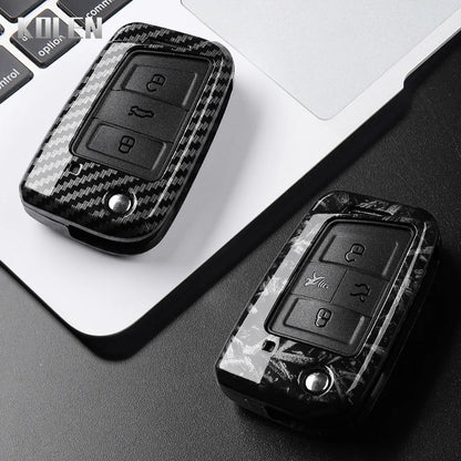 3 4 Buttons Carbon Fiber Car Key Case Cover For VW Volkswagen Golf 7 Tiguan MK2 For SEAT Ateca Leon FR 2 Ibiza For Skoda Octa