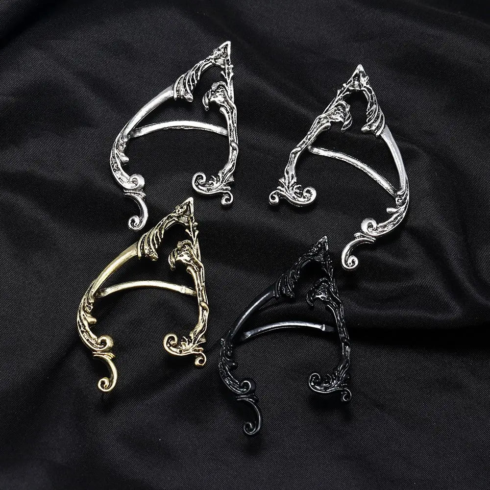 Gothic Elf Ear Clips Piercing Cartilage Climber Retro Clip Earring Punk Hip Hop Jewelry Accessories