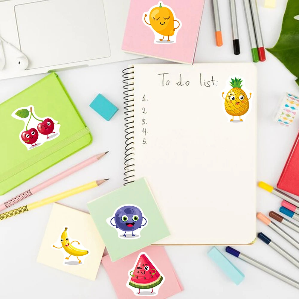 100-500pcs Stationery Stickers Birthday Party Back ground Fruits Balloon Happy Banner Refrigerator Vegetable Stickers