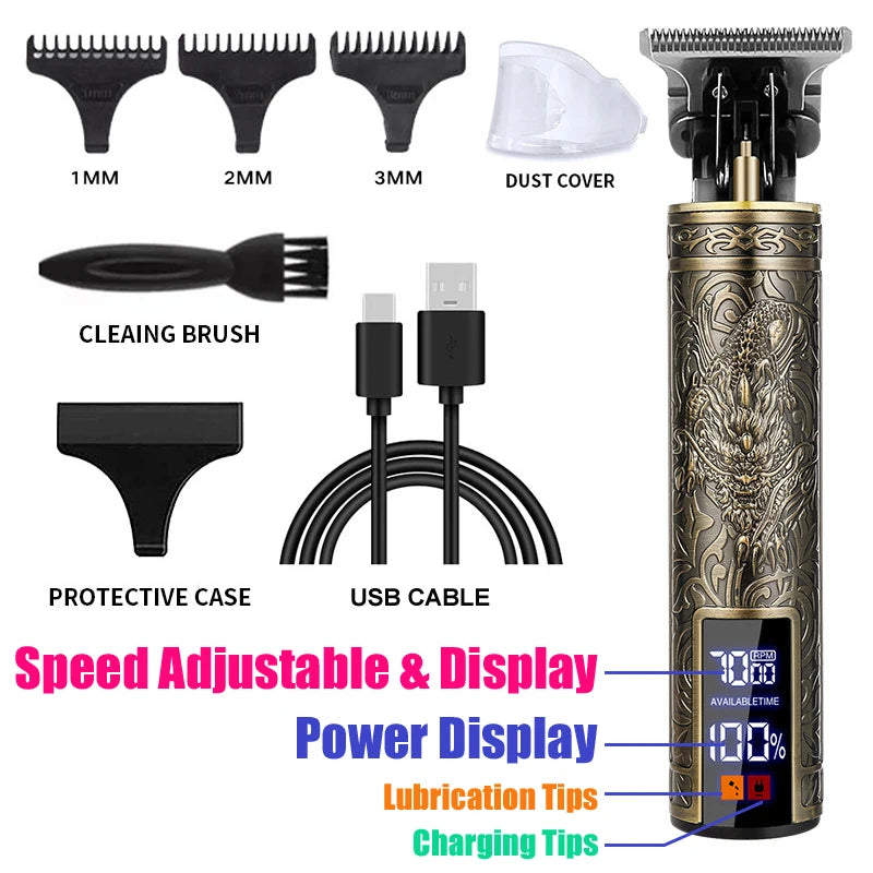 Vintage Hair Clipper USB Charging Hair Cutting Machine Electric Hair Trimmer Portable Shaver Professional Barber Boyfriend Gi