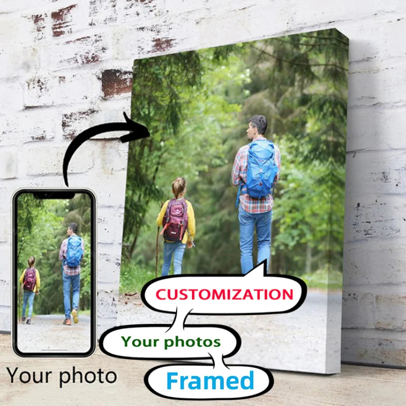 Print Your Own Custom Posters, Framed Custom Canvas Prints for Family Photos, Movie Posters, Home Art Wall Decorations Gift