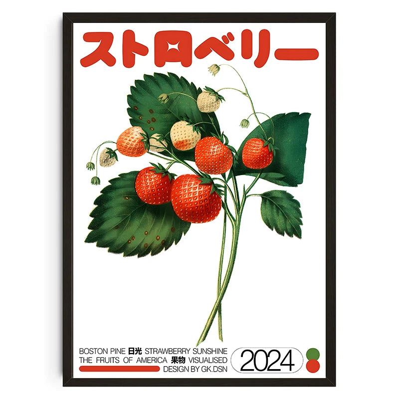 Classic Canvas Art Japanese Vintage Rose Flowers Fruits Trees Poster Mid Century Art Coffee House Bar Room Wall Decor No Fram