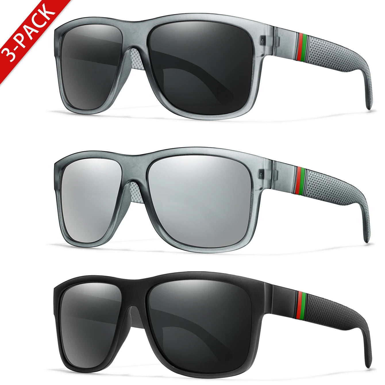 Classic Brand Men Square Polarized Fishing Sunglasses Outdoor Driving Cycling Running Goggles Vintage Large Frame UV400 - EA1