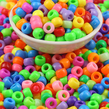 100/200/400pcs 6x9mm Solid Color Large Hole Pony Beads DIY Jewelry Making For Friendship Bracelets & Hair Braids Craft Suppli