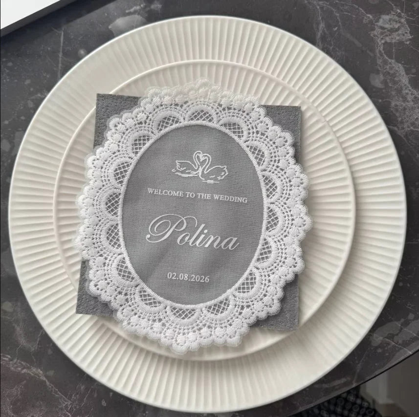 Custom Oval Lace Invitation Card Personalized Vintage Wedding Invites Elegant Party Dinner Invitation Wedding Table Decor