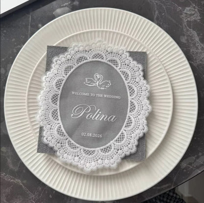 Custom Oval Lace Invitation Card Personalized Vintage Wedding Invites Elegant Party Dinner Invitation Wedding Table Decor