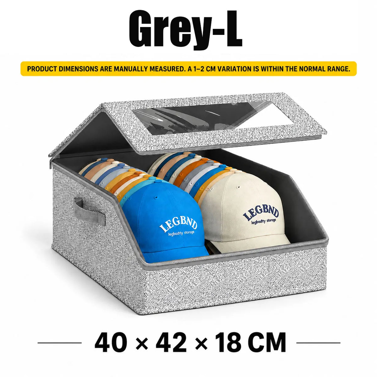 Hat Storage Box For Baseball Caps Clear Window Closet Organizer Dustproof Cap Holder Bag With Zipper Holds 24 Hats