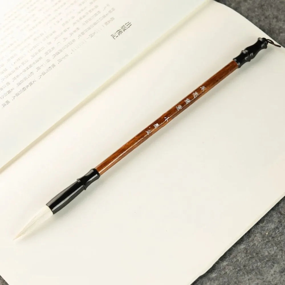 Traditional Chinese Calligraphy Brush Oil Painting Wolf Hair Scriptures Writing Brush Oil Watercolor Wood Art Paint Brush - S