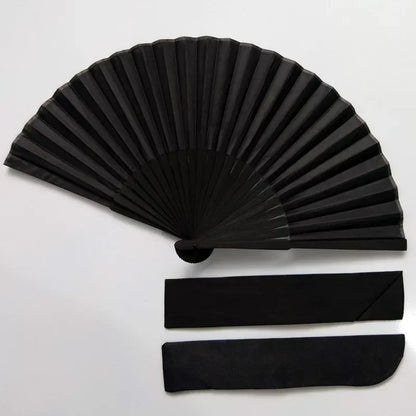 Chinese Style Black Vintage Hand Fan Folding Fans Dance Wedding Party Favor Chinese Dance Party Folding Fans - 1pc fan and 1p