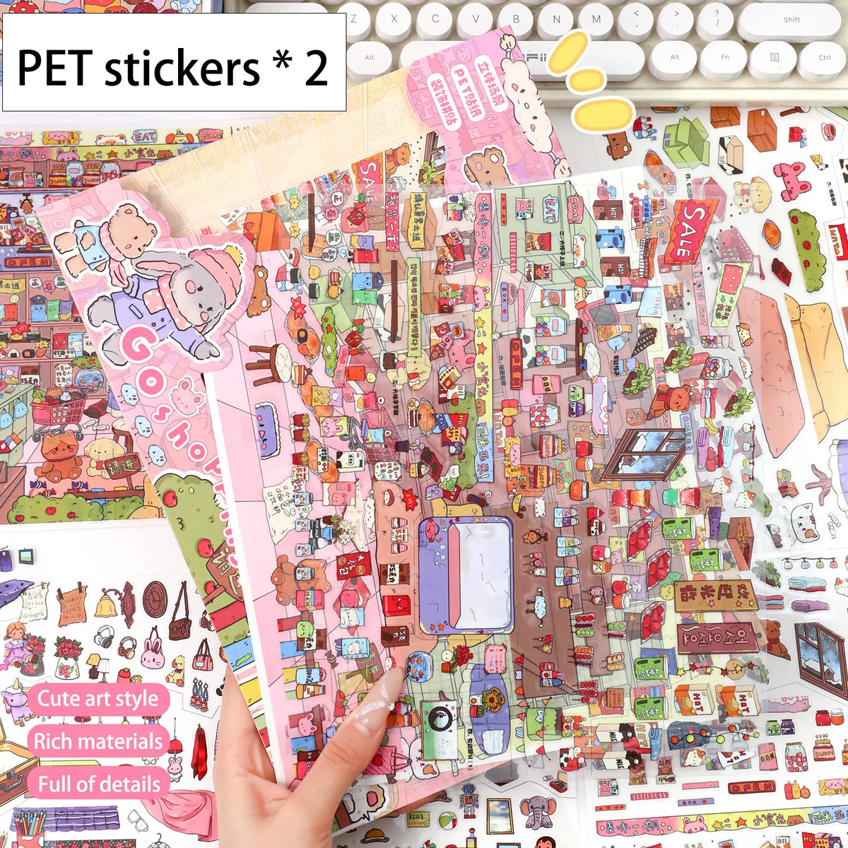 Extra-Large Vintage Grocery Store Scene Stickers, Miniature Stickers for Product Storage Series, 3D DIY Decorative Collage St