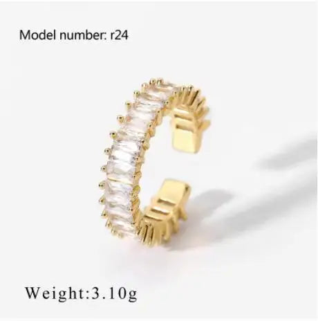 Fashion Simple Stainless Steel Rings For Women Gold Color Smooth Geometric Open Rings Arc Rings Diamonds Jewellery Ring Gift 