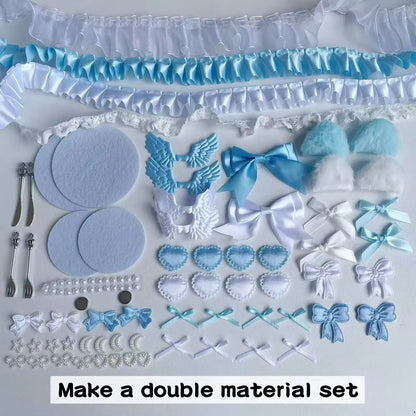 Bar chirp color material pack set collection girly pink bow lace accessories pain bag support accessories - Blue